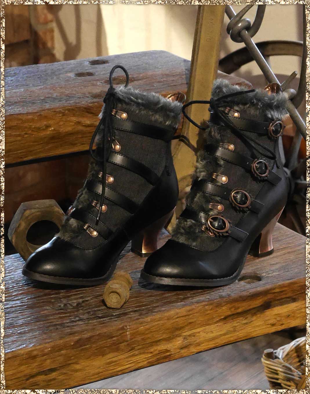 Steampunkstiefeletten schwarz